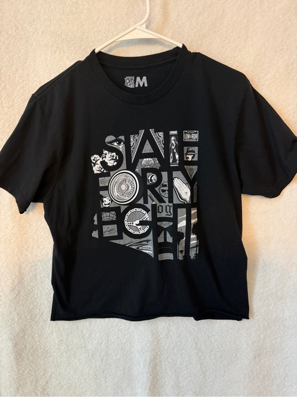 STATE Black Graphic Crop Tee